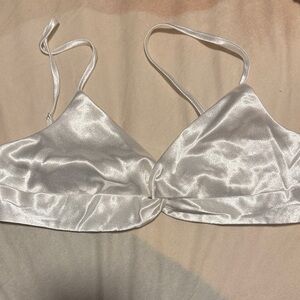 12th Tribe Elegant White Satin Bralette